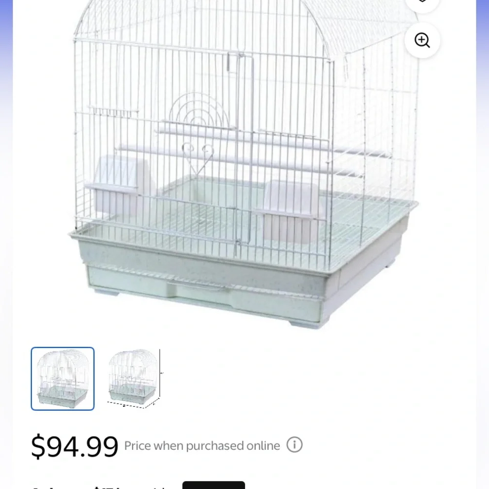 Parakeet Round Top Cage - White